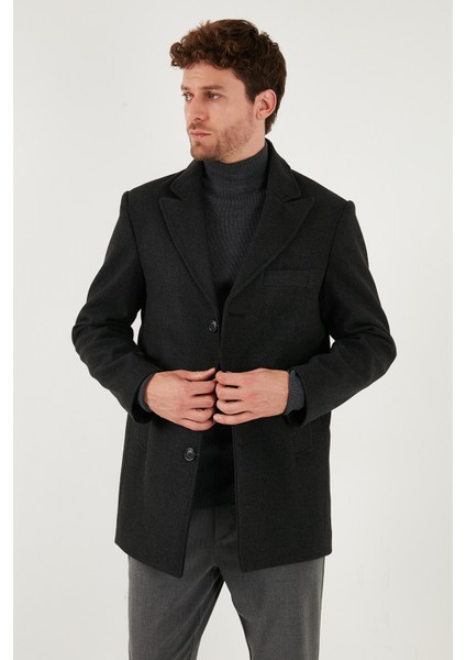 Slim Fit Apaş Yaka Astarlı Kaşe Kaban Erkek Kaban 584K1217 fırsatları
