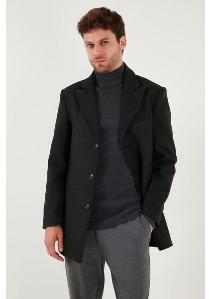 Slim Fit Apaş Yaka Astarlı Kaşe Kaban Erkek Kaban 584K1217 indirimleri