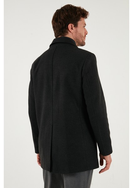 Slim Fit Apaş Yaka Astarlı Kaşe Kaban Erkek Kaban 584K1217