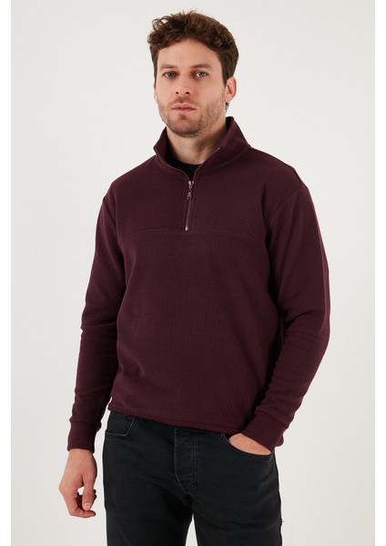 Pamuklu Regular Fit Yarım Fermuarlı Dik Yaka Kazak Erkek Kazak 456112 fırsatları