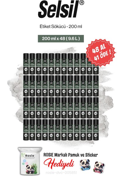 200 Ml, 48 Al 41 Öde Etiket Sökücü ve Rosie Pamuk