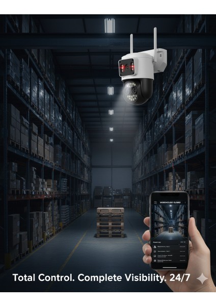 Kablosuz 4K Ip Kamera – Çift Lens, Wifi Bağlantı, Suya Dayanıklı & Otomatik Izleme Özellikli
