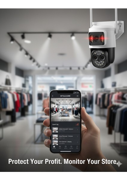 Kablosuz 4K Ip Kamera – Çift Lens, Wifi Bağlantı, Suya Dayanıklı & Otomatik Izleme Özellikli