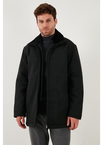 Slim Fit Çıkarılabilir Tüylü Yaka Detaylı Astarlı Kaşe Kaban Erkek Kaban 58400217 indirimleri