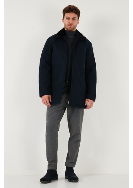 Slim Fit Çıkarılabilir Tüylü Yaka Detaylı Astarlı Kaşe Kaban Erkek Kaban 58400217 fiyatları