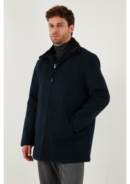 Slim Fit Çıkarılabilir Tüylü Yaka Detaylı Astarlı Kaşe Kaban Erkek Kaban 58400217 indirimleri