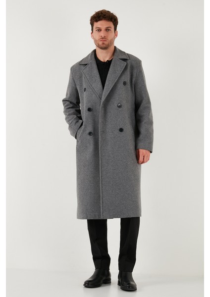 Loose Fit Kruvaze Yaka Uzun Astarlı Kaşe Kaban Erkek Kaban 681003 indirimleri