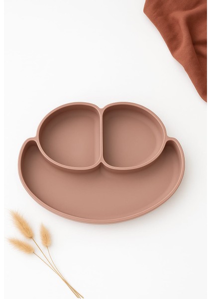 5li Silikon Bebek Beslenme Seti Bej (Bölmeli Mama Tabağı, Sızdırmaz Kase, Kaşık, Bardak, Önlük ) modelleri