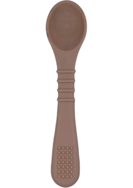 5li Silikon Bebek Beslenme Seti Bej (Bölmeli Mama Tabağı, Sızdırmaz Kase, Kaşık, Bardak, Önlük )