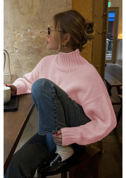 Pembe Boğazlı Kadın Triko Kazak MG2535 fiyatları