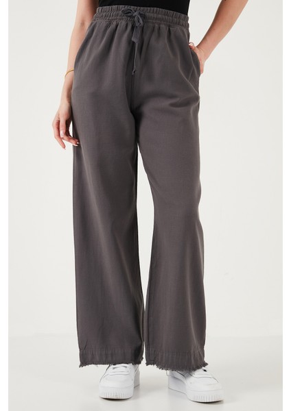 Pamuklu Relaxed Fit Yüksek Bel Geniş Paça Pantolon Bayan Pantolon 668YP5275 fiyatları