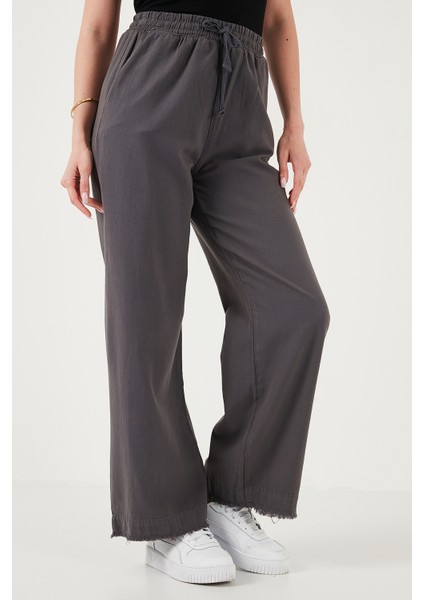 Pamuklu Relaxed Fit Yüksek Bel Geniş Paça Pantolon Bayan Pantolon 668YP5275 modelleri