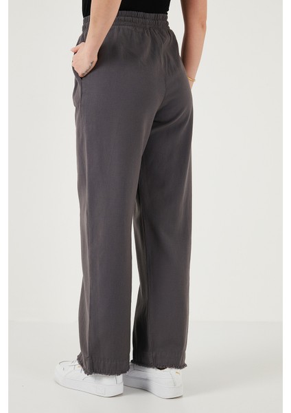 Pamuklu Relaxed Fit Yüksek Bel Geniş Paça Pantolon Bayan Pantolon 668YP5275