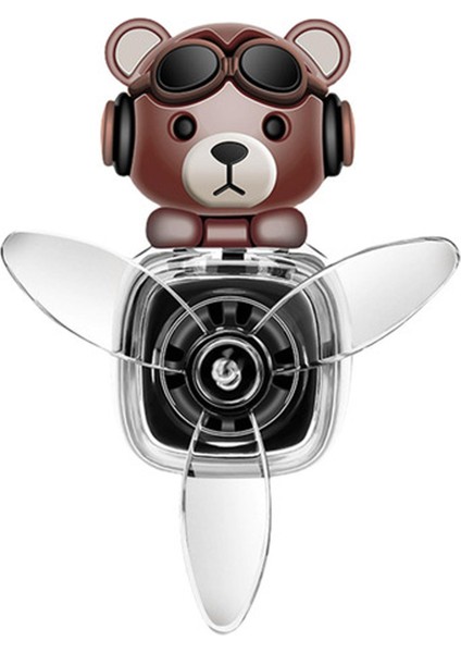 Pervaneli Klima Süsü Oto Koku Klipsi Siyah Uçaklı Kahverengi Pilot Ayı Hava Ferahlatıcı Maskot