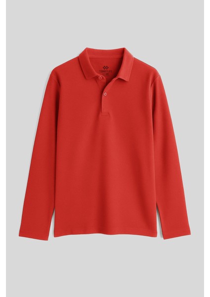 Coral Polo Yaka Basic Uzun Kollu Erkek Çocuk T-Shirt - 11170