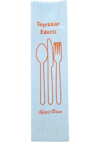 7X27X3 cm Çatal Kaşık Kese Kağıdı – Lwc, Standart Baskılı (Afiyet Olsun) - 15 KG