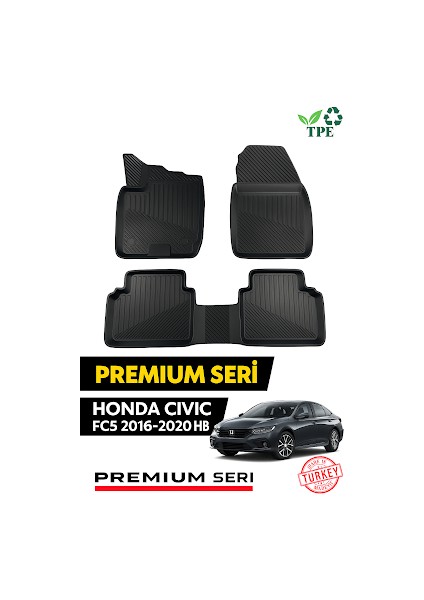Honda Civic Hatchback Fc5 2016–2020 Uyumlu 3D Kauçuk Oto Paspas – Premium Seri fiyatları