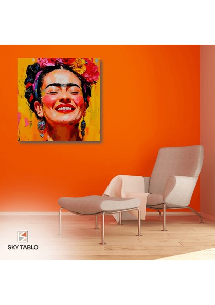 Renklerle Gülümseyen Kadın Kanvas Tablo Modern Duvar Tablosu Ev Dekoru Ev Hediyesi