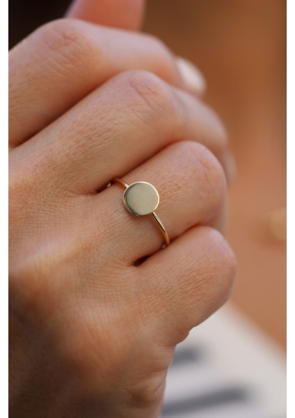 14 Ayar Altın Düz Daire Plaka Model Yüzük indirimleri