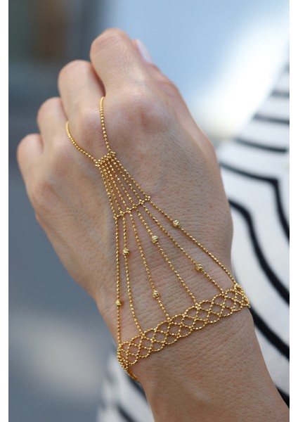 14 Ayar Altın Dorika Top Detaylı ve Zincir Sarkıtlı Şahmeran