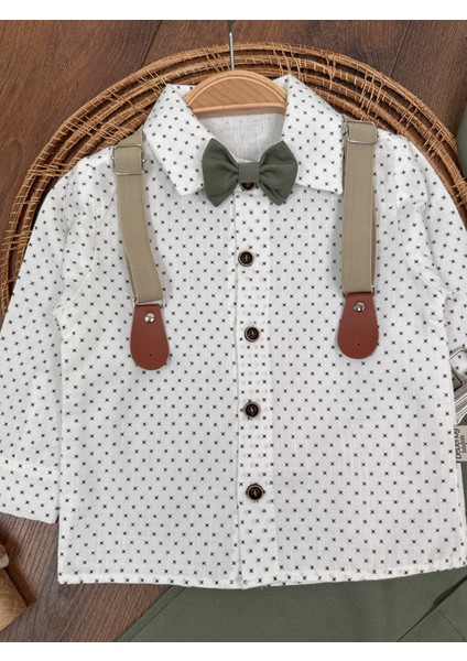 Askılı Şapkalı Papyonlu Gabardin Pantolon Keten Gömlek 5li Erkek Bebek Takım fiyatları