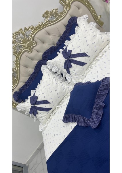 Çift Kişilik 180X200 cm Yatağa Uygun Fırfırlı Etekli Lastikli Çarşaf, Fırfırlı Yastık Kılıfı ve Fırfırlı Pike Setiiçift fırsatları