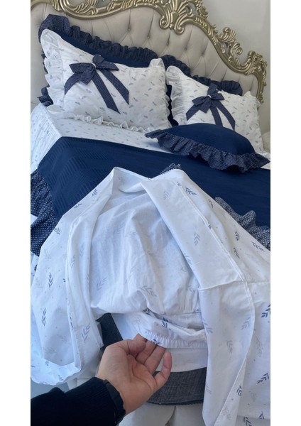 Çift Kişilik 180X200 cm Yatağa Uygun Fırfırlı Etekli Lastikli Çarşaf, Fırfırlı Yastık Kılıfı ve Fırfırlı Pike Setiiçift indirimleri