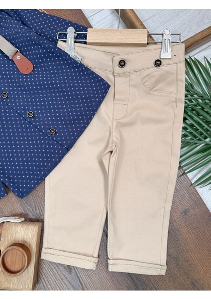 Askılı Şapkalı Papyonlu Gabardin Pantolon Keten Gömlek 5li Erkek Bebek Takım fırsatları