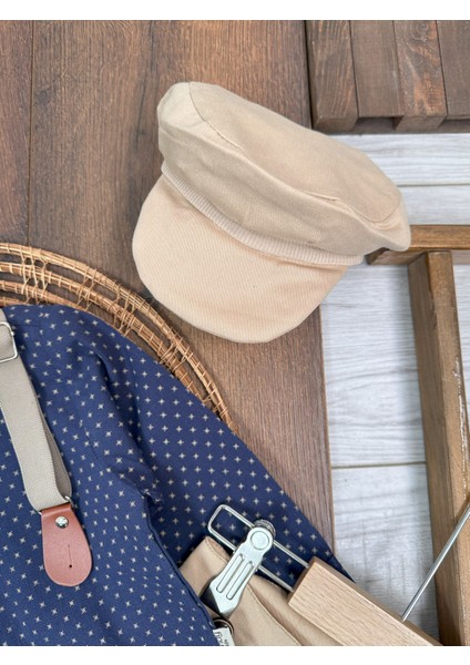 Askılı Şapkalı Papyonlu Gabardin Pantolon Keten Gömlek 5li Erkek Bebek Takım indirimleri