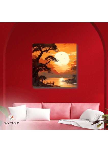 Gün Batımında Toplanma Kanvas Tablo Modern Duvar Tablosu Ev Dekoru Ev Hediyesi