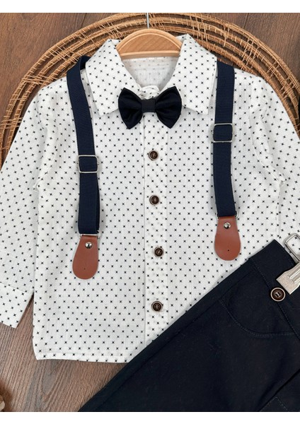 Askılı Şapkalı Papyonlu Gabardin Pantolon Keten Gömlek 5li Erkek Bebek Takım fiyatları