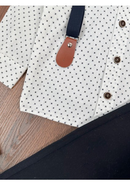 Askılı Şapkalı Papyonlu Gabardin Pantolon Keten Gömlek 5li Erkek Bebek Takım fırsatları