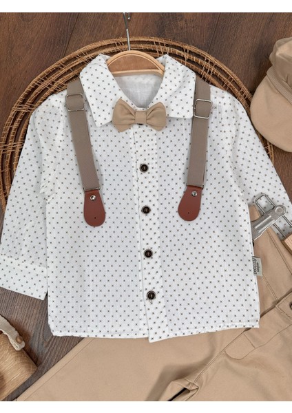 Askılı Şapkalı Papyonlu Gabardin Pantolon Keten Gömlek 5li Erkek Bebek Takım fiyatları
