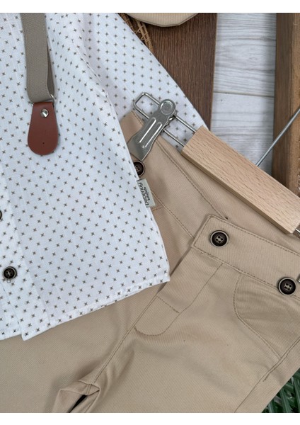 Askılı Şapkalı Papyonlu Gabardin Pantolon Keten Gömlek 5li Erkek Bebek Takım modelleri