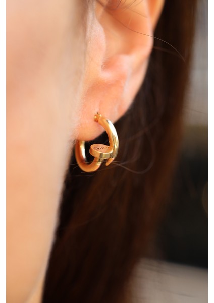 14 Ayar Altın Çivi Model Sarmal Halka Küpe