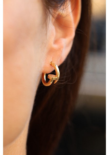 14 Ayar Altın Çivi Model Sarmal Halka Küpe modelleri