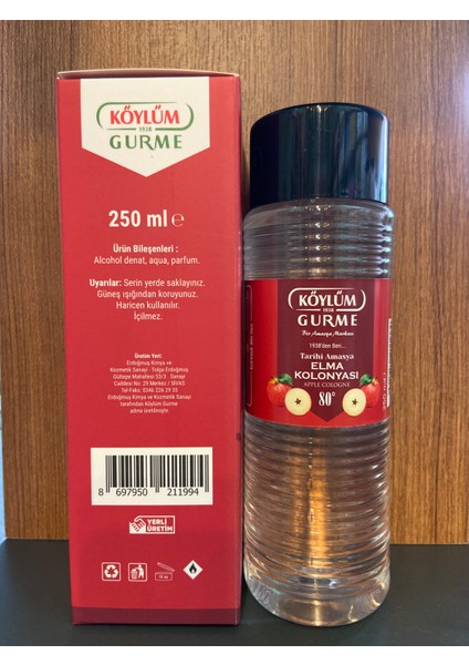 Elma Kolonyası 250 ml 80 Derece Plastik Şişe fiyatları