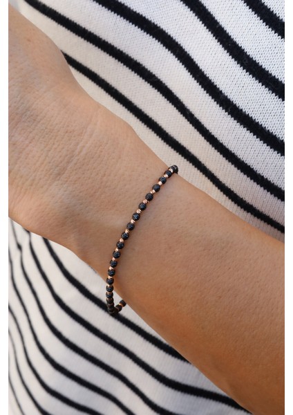 14 Ayar Altın Ema Dorika Top Detaylı Sıralı Çift Renk (Rose) Bileklik