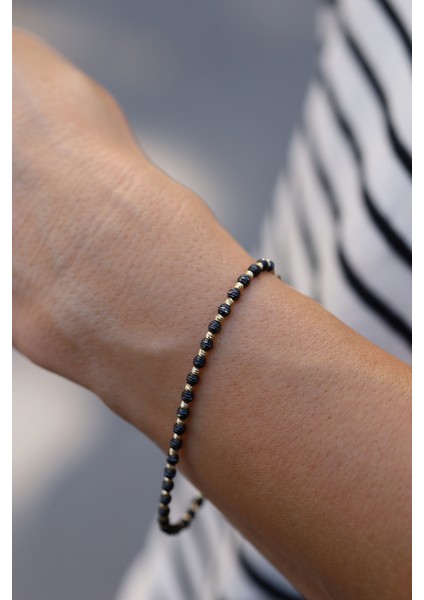 14 Ayar Altın Ema Dorika Top Detaylı Sıralı Çift Renk (Yeşil) Bileklik fiyatları