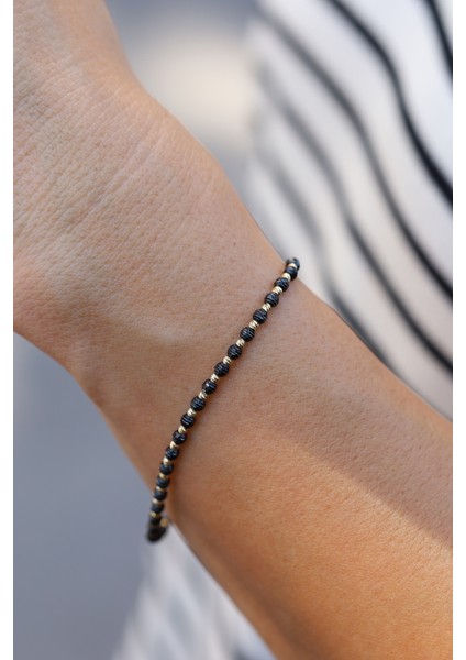 14 Ayar Altın Ema Dorika Top Detaylı Sıralı Çift Renk (Yeşil) Bileklik modelleri