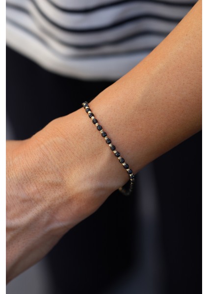 14 Ayar Altın Ema Dorika Top Detaylı Sıralı Çift Renk (Yeşil) Bileklik fırsatları