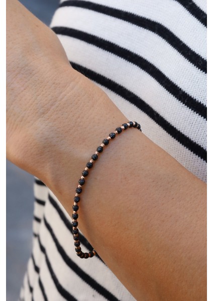 14 Ayar Altın Ema Dorika Top Detaylı Sıralı Çift Renk (Rose) Bileklik modelleri