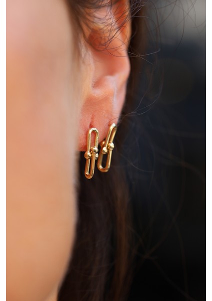 14 Ayar Altın Mini Bisiklet Zincir Model Küpe