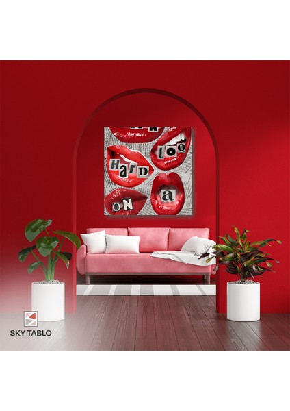 Kırmızıya Fısıldayan Harfler Kanvas Tablo Modern Duvar Tablosu Ev Dekoru Ev Hediyesi