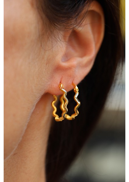 14 Ayar Altın Zikzak Ajda Model Halka Küpe fiyatları