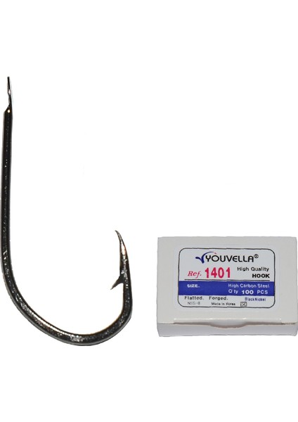 1401 Kısa P@la Dövme Olta Iğnesi 100'LÜ Kutu Black Nikel No:2/