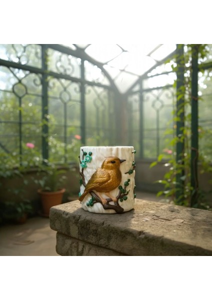 Dekoratif Kuş Desenli Çiçeklik- Kalemlik fırsatları