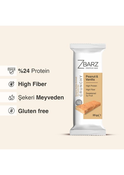 Crunchy Protein Bar Yer Fıstık - Susam & Vanilya 35G (12 Adet)