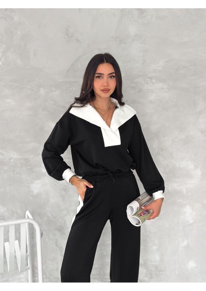 Devrik Yaka Garnili Geniş Şeritli Yumuşak Doku Modal Kumaş Eşofman Takım fiyatları