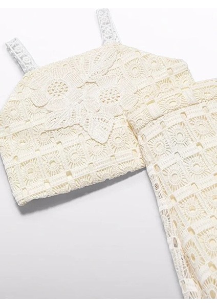 Abel&lula Kız Çocuk Yazlık Güpürlü Pantolon Bluz Set 5236 fırsatları